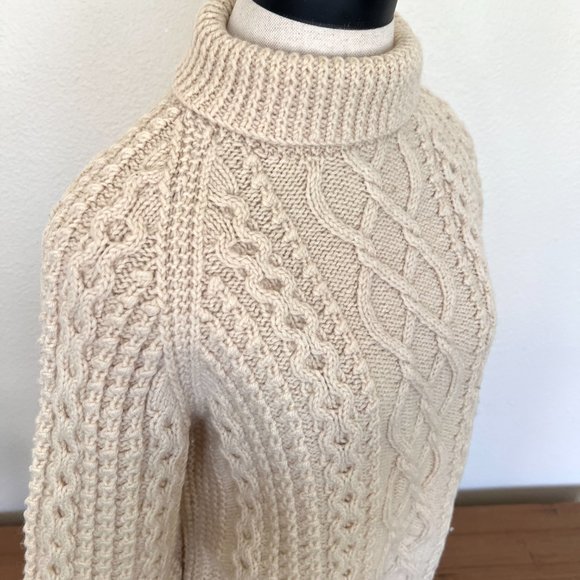 70's Carbery Irish Wool - Chunky Cream Sweater - Fisherman Knit- Size Medium - Picture 11 of 14